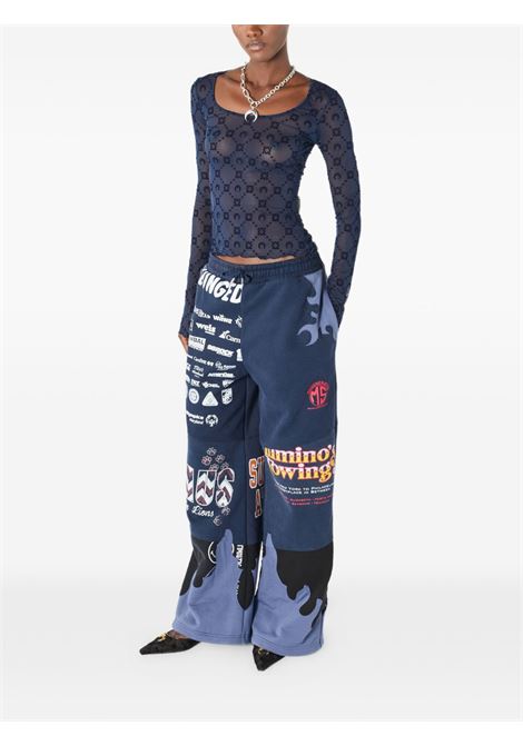 moongram mesh flock ls roundneck top woman navy MARINE SERRE | WTS018ACJER0005BL90